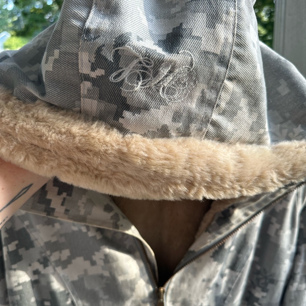Hemp Hoodlamb Glitch Camo Women’s Faux Fur Lined Winter Coat